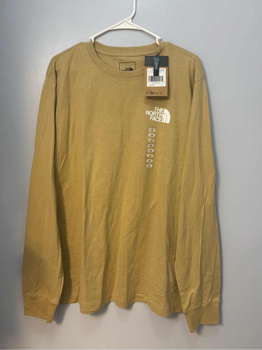 The North Face Evolution Throwback LS Graphic Tee Khaki Stone L NWT
